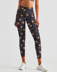 Flower vintage print dark leggings