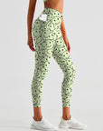 Funny smile dope faces seamless green leggings