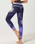 Botanical night flowers dark purple leggings