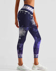 Botanical night flowers dark purple leggings