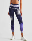 Botanical night flowers dark purple leggings