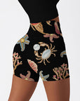 Ocean gem starfish turtle coral shell yoga shorts