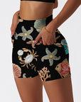 Ocean gem starfish turtle coral shell yoga shorts