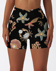 Ocean gem starfish turtle coral shell yoga shorts