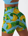 Fruits exotic palm leaves sweet yellow banana shorts