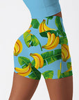 Fruits exotic palm leaves sweet yellow banana shorts