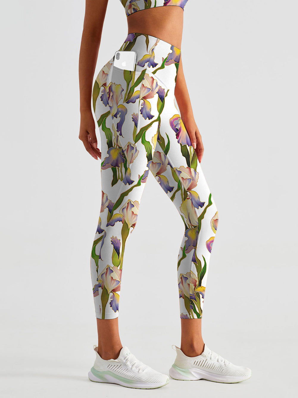 Flower watercolor iris painting leggings