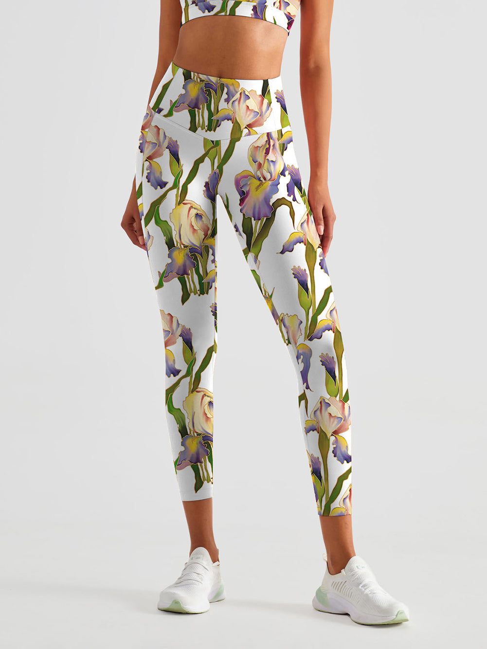 Flower watercolor iris painting leggings