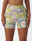 Colorful circular floral print shorts