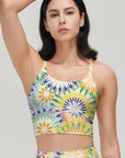 Colorful circular floral print tank tops