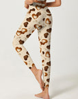 Love chocolate color heart shape leggings