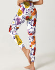 Abstract line colorful cartoon face portrait leggings