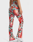 Ocean red scallop coral pearl flare leggings