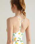 Flower yellow rose little fresh yoga tank tops