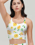 Flower yellow rose little fresh yoga tank tops