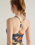 Hawaiian seamless tropical fruits and flowers tank tops