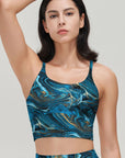 Blue and golden marble liquid water ripple tank tops