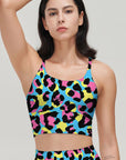 Animal bright colorful leopard pattern doodles tank tops