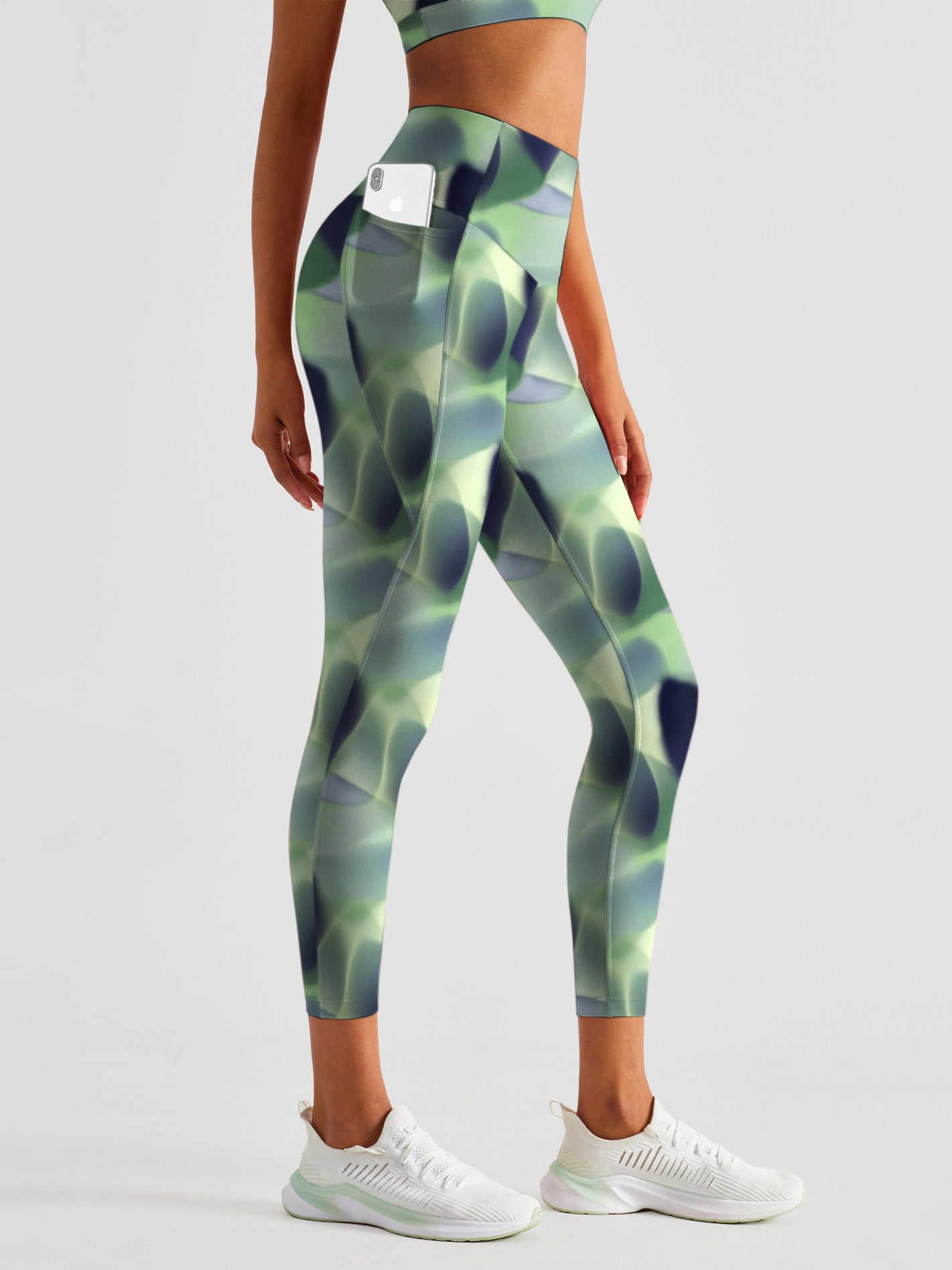 Gradient psychedelic green leggings