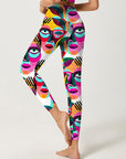 Colorful abstract exotic woman wearing glasses leggings