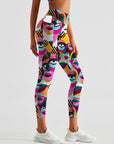 Colorful abstract exotic woman wearing glasses leggings