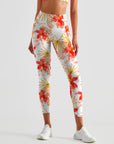 Flower orchid palm leaves watercolor leggings