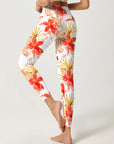 Flower orchid palm leaves watercolor leggings