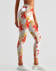 Flower orchid palm leaves watercolor leggings