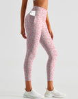 Animal pink leopard print high waisted leggings