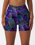 Fruits purple psychedelic hand-painted pineapple shorts