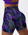 Fruits purple psychedelic hand-painted pineapple shorts