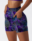 Fruits purple psychedelic hand-painted pineapple shorts