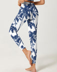 Botanical tropical hawaiian ink palm tree leggings