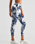 Botanical tropical hawaiian ink palm tree leggings