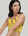 Field chamomiles flowers in craft package yellow tank tops