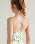 Botanical watercolor green blue leaves tank tops