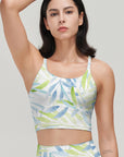 Botanical watercolor green blue leaves tank tops