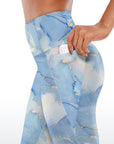 Gilt blue marble water ripple capris