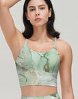 Gilt water ripple gold green marble print tank tops