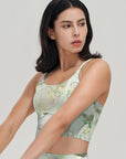 Gilt water ripple gold green marble print tank tops