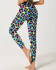 Animal bright colorful leopard pattern doodles leggings