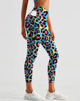 Animal bright colorful leopard pattern doodles leggings