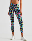 Animal bright colorful leopard pattern doodles leggings