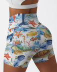 Ocean life turtle starfish print shorts