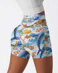 Ocean life turtle starfish print shorts