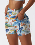 Ocean life turtle starfish print shorts