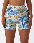 Ocean life turtle starfish print shorts