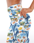 Ocean life turtle starfish print capris