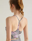 Flower pink magnolia branch grey yoga tank tops