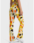 Abstract colorful teardrop shaped flare leggings